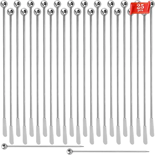 Miniatura 8 de 15 palitos de metal para agitar, agitadores de café inoxidables, reutilizables, palitos Swizzle para cócteles, palitos multifuncionales para epoxi