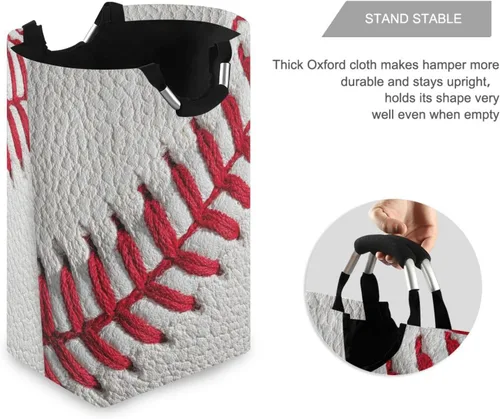 Miniatura 3 de Cesta de ropa sucia para ropa sucia, cesta de almacenamiento de béisbol, color blanco, bolsa de lavandería plegable con asa, cesta de manta