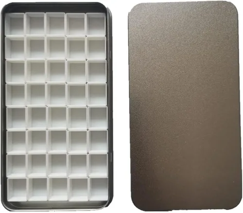 Miniatura 9 de Paleta de lata vacía de acuarela vacía caja de pintura de metal que contiene 20 piezas de plástico completo sartenes con rayas magnéticas en la Rosa