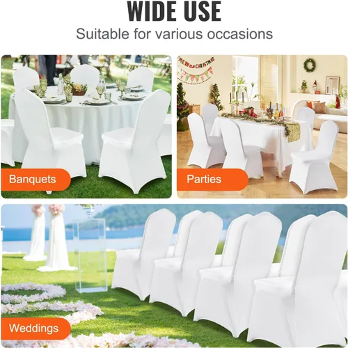 Miniatura 6 de VEVOR 12 Piezas Fundas de Silla de Frente Plano Poliéster Spandex Funda de Silla Elástica Fundas Deslizantes, Bodas, Vacaciones, Banquetes, Fiestas