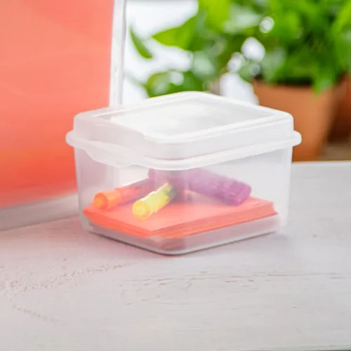 Miniatura 6 de Sterilite FlipTop, contenedor de almacenamiento pequeño apilable con tapa con bisagras, contenedor de plástico para organizar el escritorio