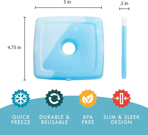 Enfriadores Cool de Fit + Fresh, Paquetes de Hielo Delgados Reutilizables y Duraderos, Paquetes Fríos para Loncheras, Paquetes de Hielo para Bolsas