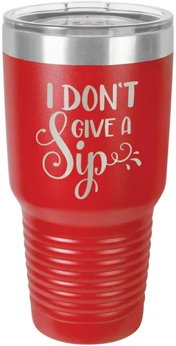 Miniatura 17 de Taza de viaje de acero con recubrimiento de polvo grabado con láser, con texto en inglés "I DON'T GIVE A SIP Engraved Tumbler", sin BPA