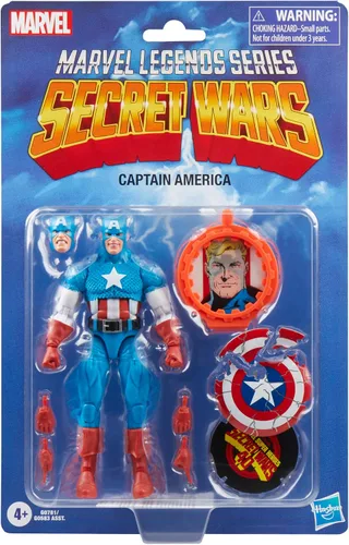 Miniatura 2 de Marvel Legends Series Capitán América, Avengers Retro Marvel Comics Secret Wars Figura de acción coleccionable de 6 pulgadas con escudo