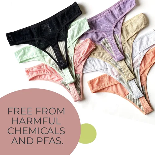 Miniatura 5 de Shero Lace Thong Period - Maternity, Postpartum Panties, and Moisture Control Underwear for Women & Teens - 1 & 3 Pack