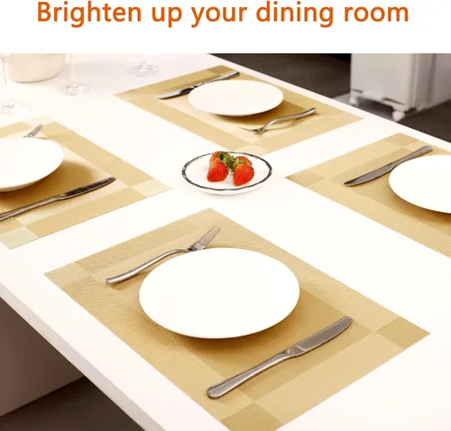 Miniatura 6 de Juego de 12 manteles individuales lavables y limpiables para mesa de comedor, cocina, interior y exterior, manteles individuales resistentes al