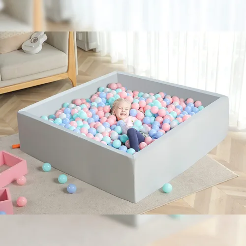 Miniatura 7 de TRENDBOX Pozo de bolas extra grande de 47.2 x 47.2 x 13.8 pulgadas, equipo suave de espuma viscoelástica para niños pequeños, gris claro