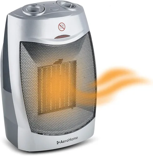 AeroHome Calentador eléctrico portátil de cerámica de 1500 W / 750 W, calentador eléctrico para interiores con protección contra sobrecalentamiento