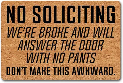 Divertidos felpudos de bienvenida con texto en inglés «No Soliciting Don't Make This Awkward» (23.6 x 15.7 pulgadas), tapete colorido personalizado