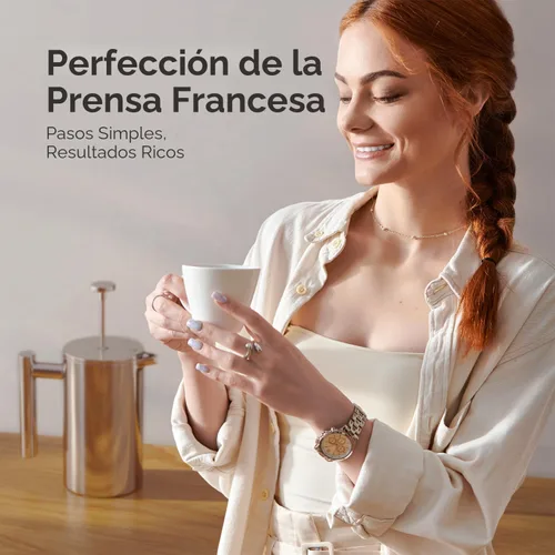 Miniatura 8 de Prensa francesa de doble pared, de acero inoxidable, con acabado de espejo (34 oz) 20% más resistente para café/té: Sistema multipantalla 100% sin