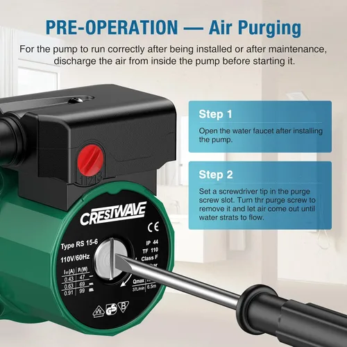 Miniatura 8 de CrestWave Bomba de recirculación de agua caliente, bomba de circulación de agua de 93 W 110 V para calentador de agua, bomba de agua caliente