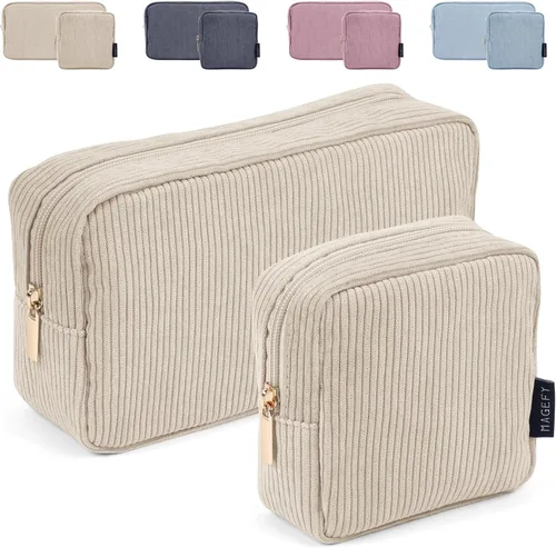 Miniatura 15 de MAGEFY Pequeña bolsa de maquillaje para bolso, mini bolsa de cosméticos de pana, linda bolsa cosmética para mujeres con bolsillos deslizantes