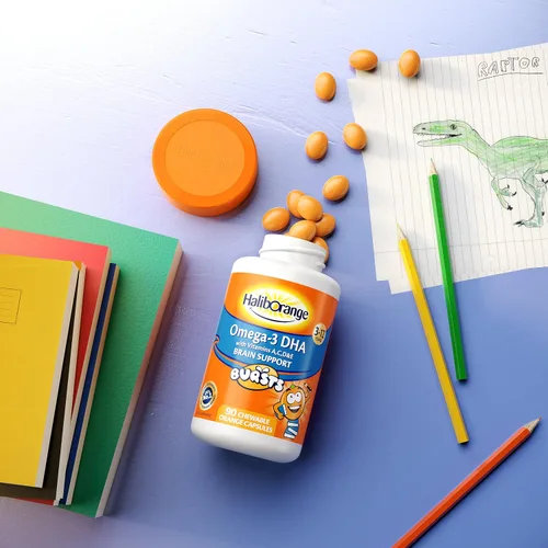 Miniatura 3 de Haliborange Omega-3 para niños con vitaminas 90 cápsulas masticables de naranja
