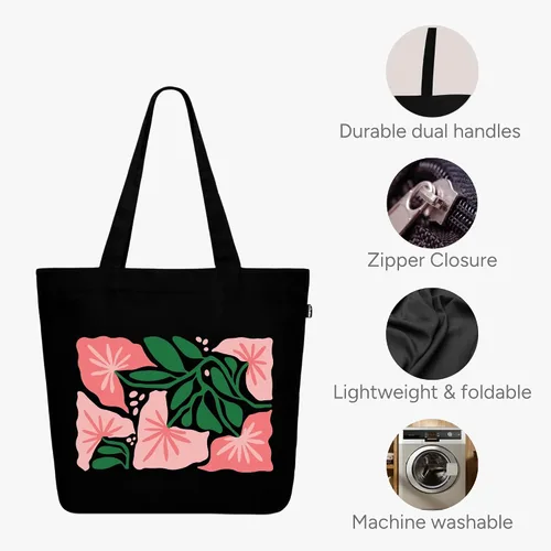 Miniatura 165 de Ecoright Bolsa de lona estética para mujer, bolsa grande con cremallera y bolsillo, bolsa de mano para mujer, para yoga, trabajo, playa