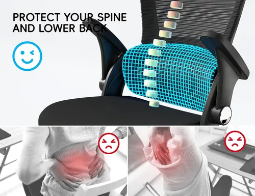 Miniatura 5 de TRALT Silla de oficina – Silla de oficina ergonómica con soporte trasero, sillas de escritorio de oficina en casa, asiento ancho de 330 libras, Negro