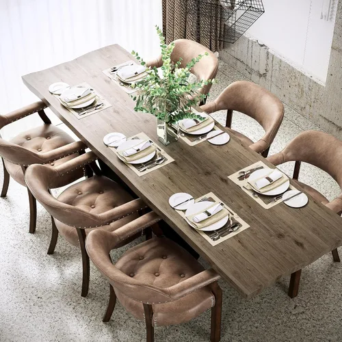 Miniatura 19 de Sillas de comedor con tapizados y brazos, silla de escritorio de oficina con remaches de metal. Sillas de capitán de jefe de PU, taburetes
