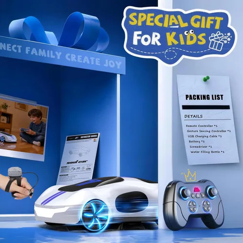 Miniatura 5 de AEROQUEST Coche de Control Remoto con Detección de Gestos, Coche de Acrobacias RC de Derrape con Luz, Spray y Sonido, 2.4GHz Juguetes de Coches RC