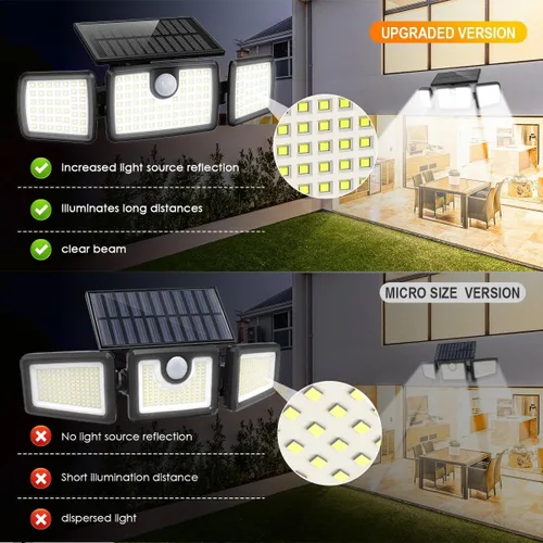 Miniatura 5 de MIHANI Luces Solares para Exteriores, Luces Solares con Sensor de Movimiento para Cubierta al Aire Libre con Alta Brillo, Panel Solar Integrado