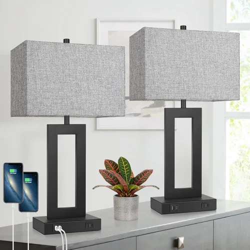 Miniatura 18 de TOBUSA Juego de 2 lámparas de mesa de 28 pulgadas de alto para salas de estar, modernas lámparas de mesa negras con control táctil para dormitorio