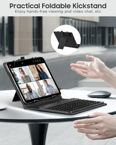 Miniatura 2 de MoKo Funda universal para tablet con teclado QWERTY para tablet de 9", 9.7", 10.1", 10.2", 10.4", 10.5", 10.9", con teclado Bluetooth inalámbrico