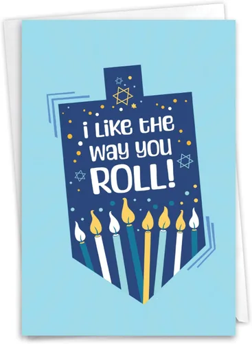 Miniatura 9 de NobleWorks - Tarjeta de felicitación divertida para Janucá con sobre de 5 x 7 pulgadas (1 tarjeta) Tarjetas de felicitación para festividades judías