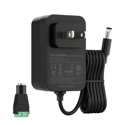 BTF-LIGHTING Adaptador de fuente de alimentación de 12V 3A 36W con certificación ETL 100-240V AC a 12V DC Convertidor Clase 2 Fuente de