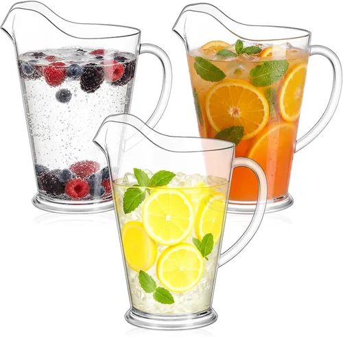 Miniatura 15 de Tessco for you - 1 jarra de plástico transparente de 60 onzas para restaurante, jarra de agua grande, jarra para servir leche, té, jugo de bebida