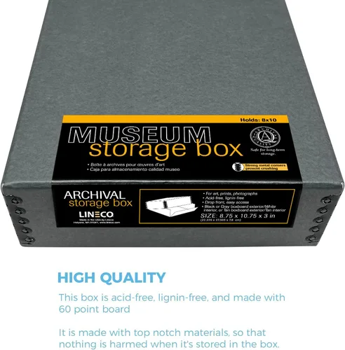 Miniatura 62 de Lineco Archival Caja de almacenamiento para impresión de 13x19 pulgadas, diseño frontal abatible, 13 1/2 x 19 1/2 x 3 pulgadas, color exterior: negro