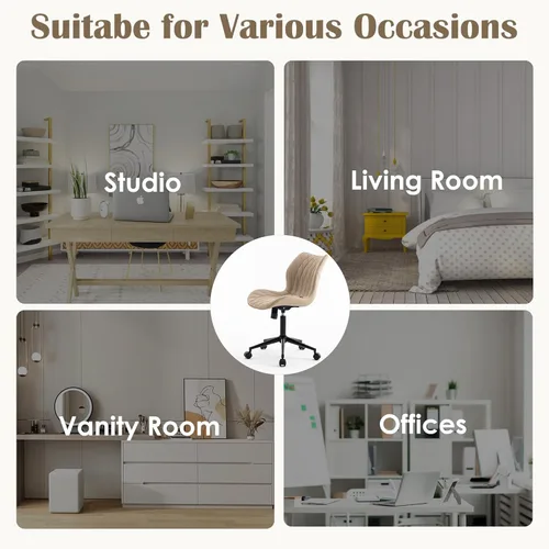 Miniatura 9 de YOUNUOKE Silla de escritorio sin brazos, cómoda silla de oficina con ruedas, silla ergonómica para el hogar, sillas ajustables para computadora