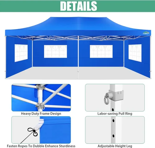Miniatura 231 de COBIZI Tienda de campaña desplegable de 6.6 x 6.6 pies, toldo resistente, fácil de instalar, impermeable, para exteriores, fiestas, playa, jardín