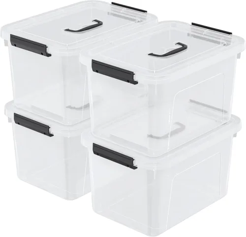 Miniatura 8 de Wekioger Contenedores de almacenamiento versátiles de 6 cuartos de galón con asa y hebillas de cierre seguro, 6 paquetes de caja organizadora