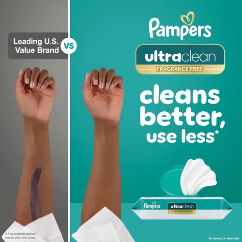 Miniatura 4 de Pampers Toallitas Ultraclean para bebés (anteriormente "libres y suaves"), 99% de agua, hipoalergénicas, sin perfume, 100% a base de plantas, sin
