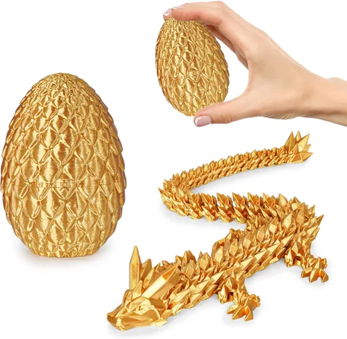 Huevos de dragón pequeños con dragón en el interior, regalos divertidos sorpresa impresos en 3D para niños, juguetes fidget articulados de dragón Oro