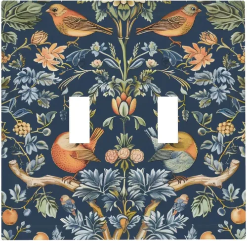 Miniatura 128 de Cubiertas de Salida Triple Basculante con Hojas de Plantas de Eucalipto Azul en Acuarela Floral, Placa Frontal Decorativa de 3 Posiciones, Cubierta