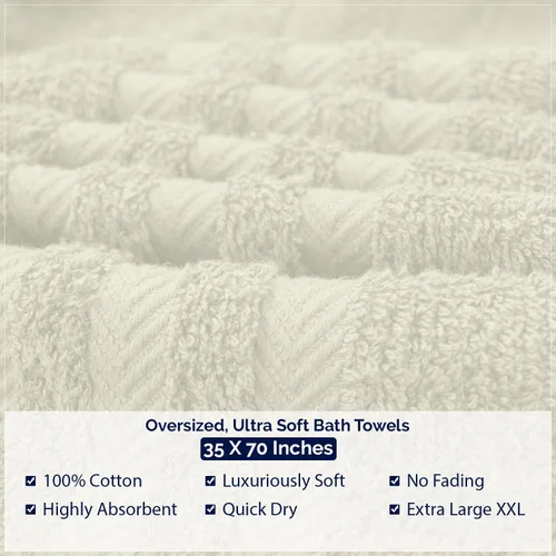 Miniatura 6 de DAN RIVER Paquete de 2 sábanas de baño de lujo 35x70, 600 g/m², toallas de 100% algodón hilado en anillo suaves y de secado rápido, ideales