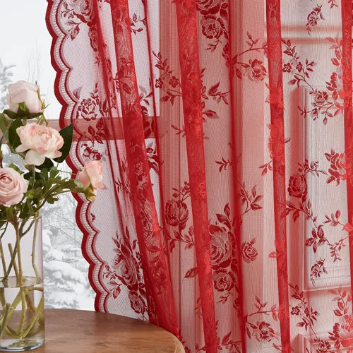 Miniatura 31 de SEEKRIGHT - 2 paneles de cortinas traslúcidas de encaje negro, cortinas góticas florales, cortinas victorianas con bolsillo para cortinero