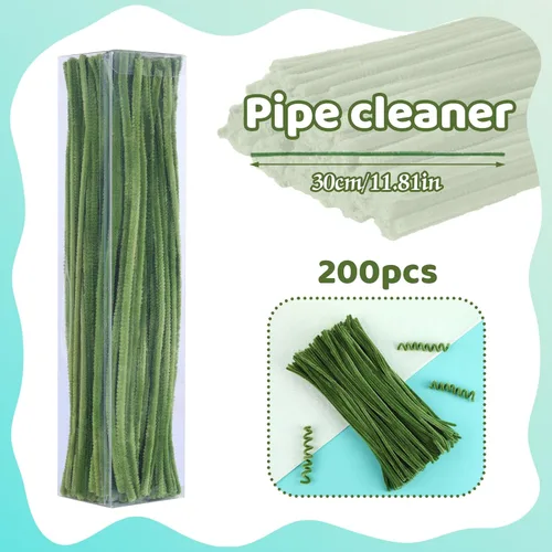 Miniatura 2 de Iuuidu 200 limpiapipas, tallos de chenilla verdes, palitos peludos, suministros de manualidades para manualidades, manualidades, decoración