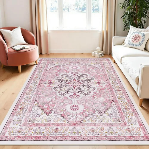 Miniatura 115 de U'Artlines Alfombra de Área Bohemia Lavable, 2x3 Pequeña Suave Antideslizante Vintage Felpudo para Puerta Frontal Interior Alfombra Verde