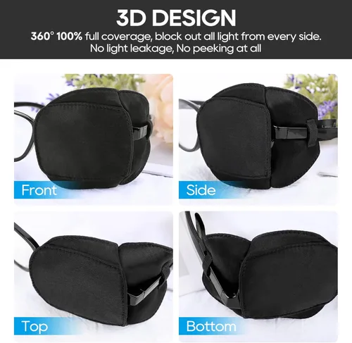 Miniatura 2 de eZAKKA Parches para ojos para adultos y niños, para ojo izquierdo y derecho, 2 piezas de parches médicos para anteojos de seda para ojo perezoso