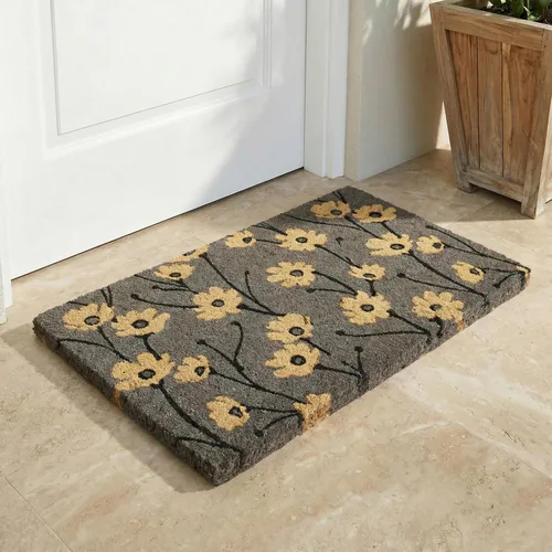 Miniatura 45 de Fab Habitat Felpudo extra grueso, tejido a mano, duradero, fibra de coco natural, entrada, puerta delantera, porche, patio, pájaros en rama, gris