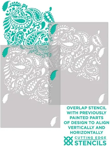 Miniatura 3 de Plantilla de pared Paisley Allover - Plantilla grande reutilizable para pintar paredes - Alternativa de papel tapiz de bricolaje para paredes