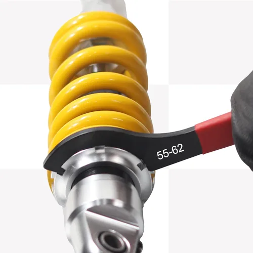 Miniatura 7 de Juego de llaves de coilover de 9 piezas, llaves universales para motocicleta, bobina de acero al carbono ajustable, herramienta de ajuste sobre Rojo