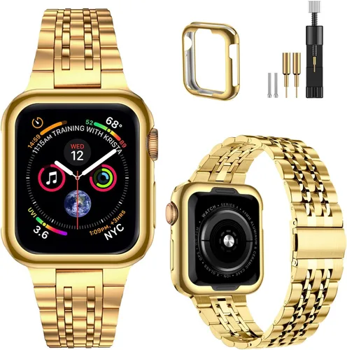 Miniatura 31 de MioHHR - Correa compatible con Apple Watch de 49 mm Ultra 3/2/1, correa de metal de acero inoxidable sólida para iWatch 49 mm Series Ultra 3/2/1