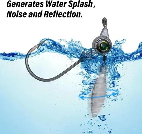 Miniatura 5 de Dr.Fish Paquete de 10 jigs Underspin Jigs Heads 3D Eye Freshwater Swimbait Jig Freshwater Bass Walleye Fishing Mustad Hooks Sauce Blade 1/8oz, Sin