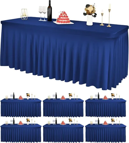 Miniatura 22 de 2 Packs Black Spandex Table Clothes for 6 Foot Rectangle Tables, Wrinkle Resistant Fitted Tables Cover, Washable Stretch Table Skirts for Weddings