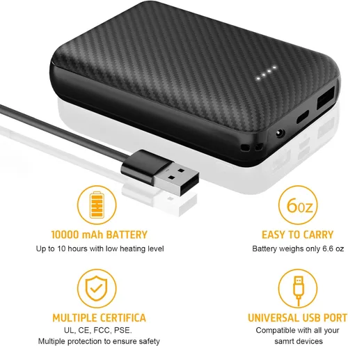 Miniatura 5 de Chaleco calefactable de 7.4 V 7.2 V chaleco calefactado, paquete de baterías, 5 V2 A, recargable, 10000 mAh, batería para chalecos con calefacción