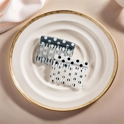 Miniatura 6 de 2 peines laterales franceses para mujer, accesorios para peinar el cabello, pinzas decorativas para el cabello (lunares)