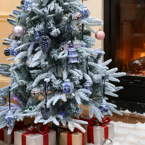 Miniatura 6 de 6 adornos chinos – Adornos colgantes de porcelana azul y blanca – Adornos de cerámica para árbol de Navidad y decoración de otoño (estilo clásico)