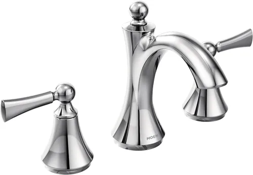 Moen Wynford T4520 - Grifo de baño de arco alto cromado de dos manijas con manijas de palanca, requiere válvula, T4520