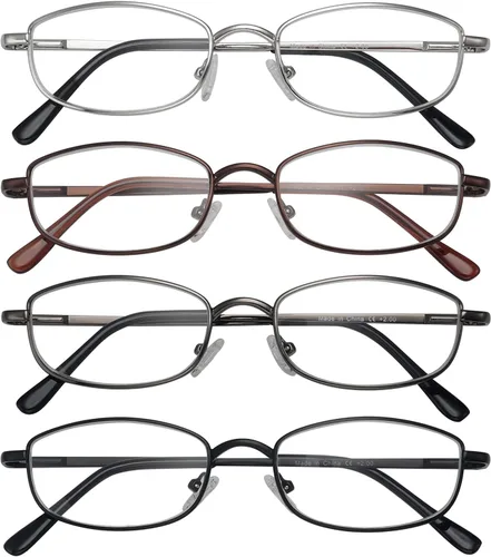 Miniatura 3 de Eyekepper 4 pares de anteojos de lectura con marco de metal con bisagras de resorte para hombres y mujeres de lectura